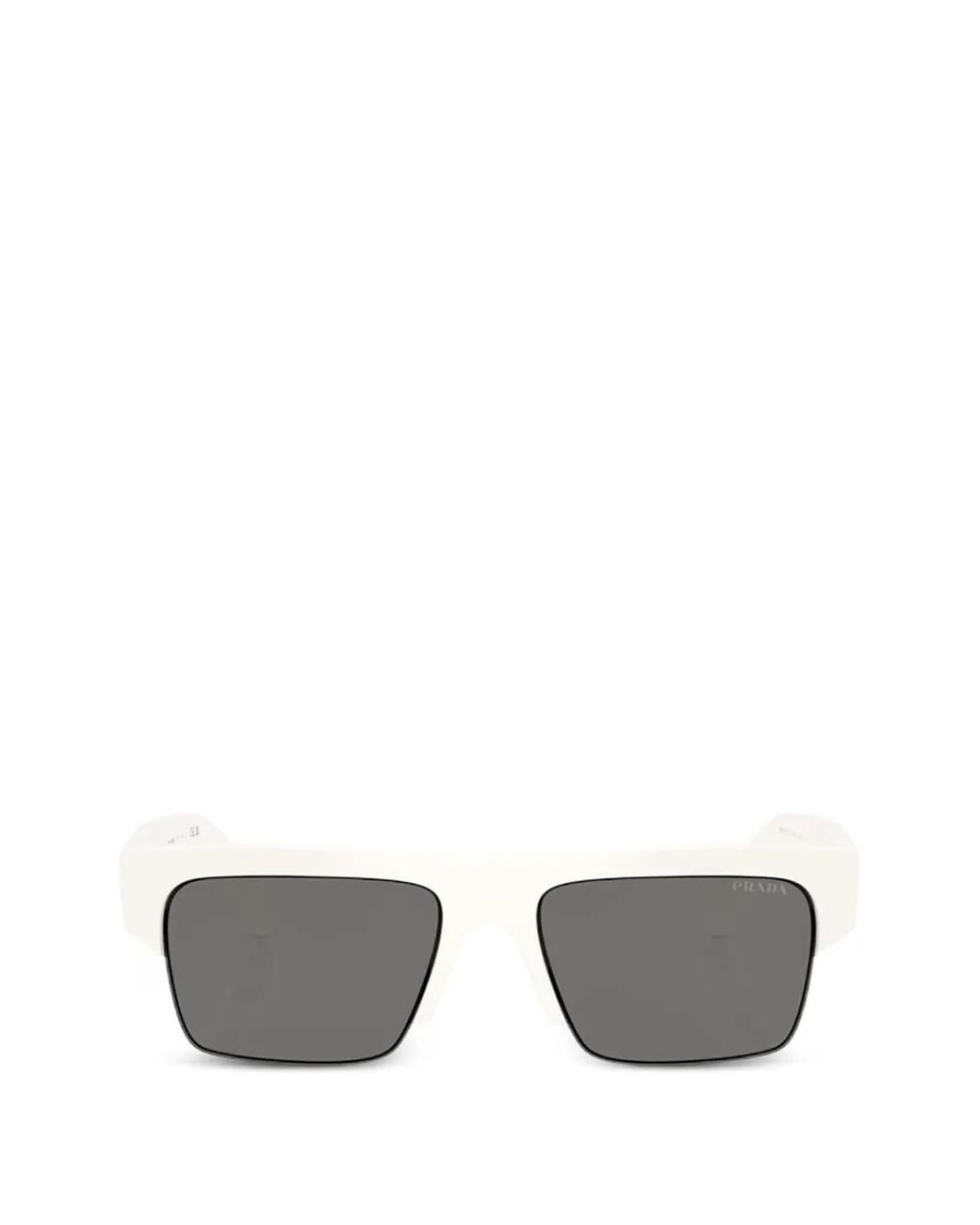 Prada Gray Logo-Detail Rectangle-Frame Sunglasses