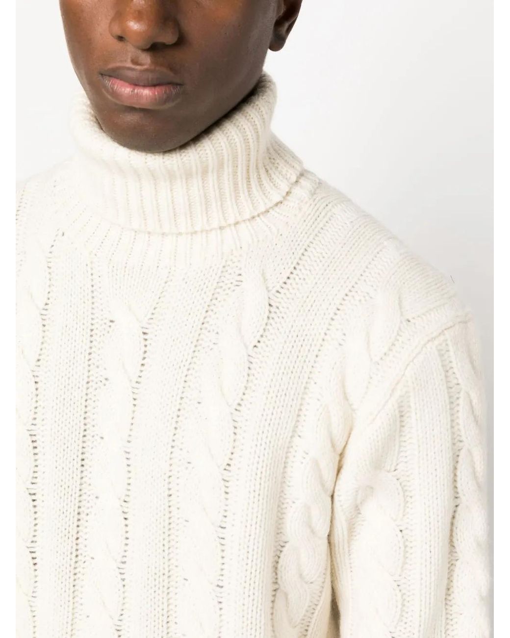 Polo Ralph Lauren White Roll-Neck Cable-Knit Jumper for men