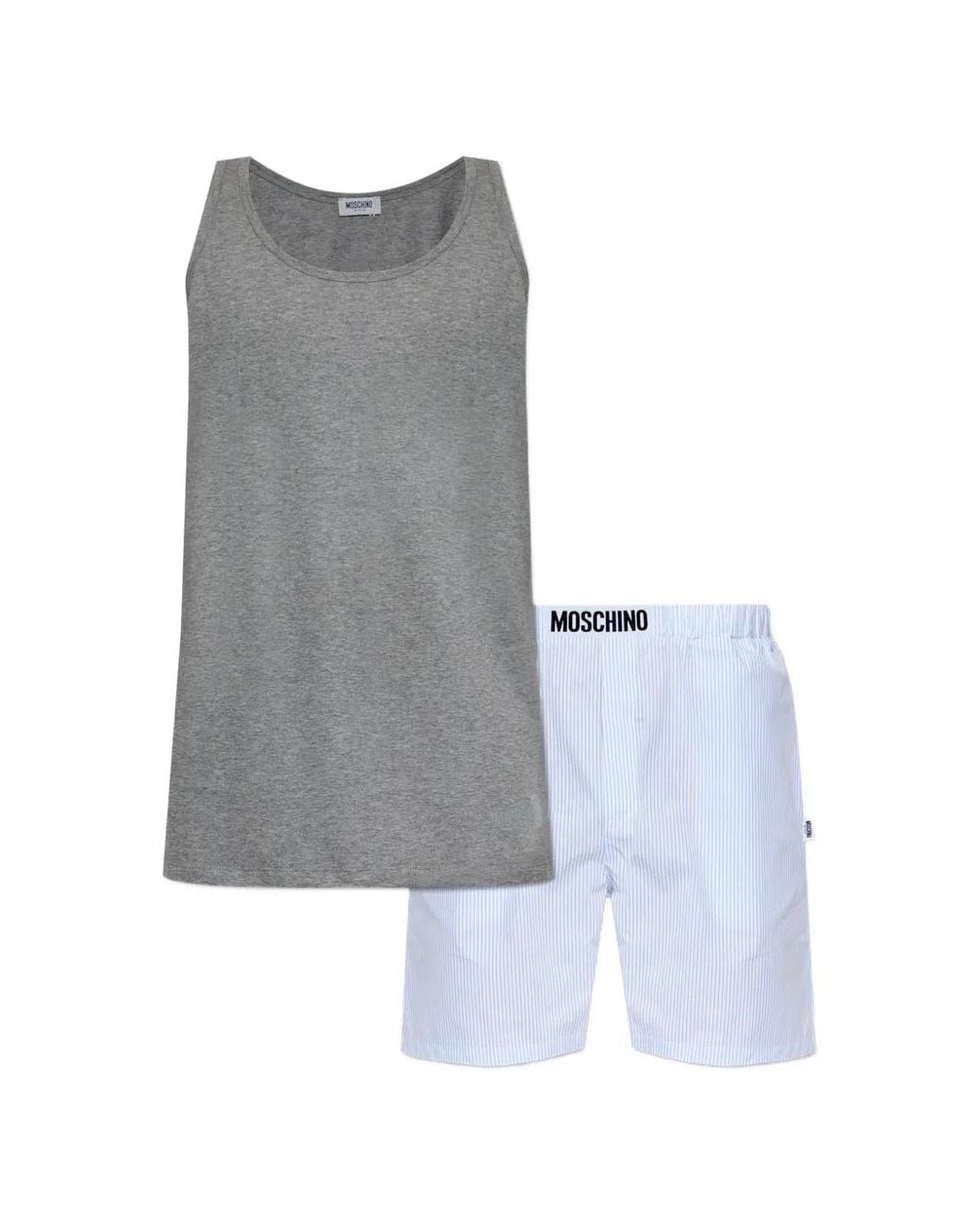 Moschino Gray Striped Pajama Set (Set Of Two) for men