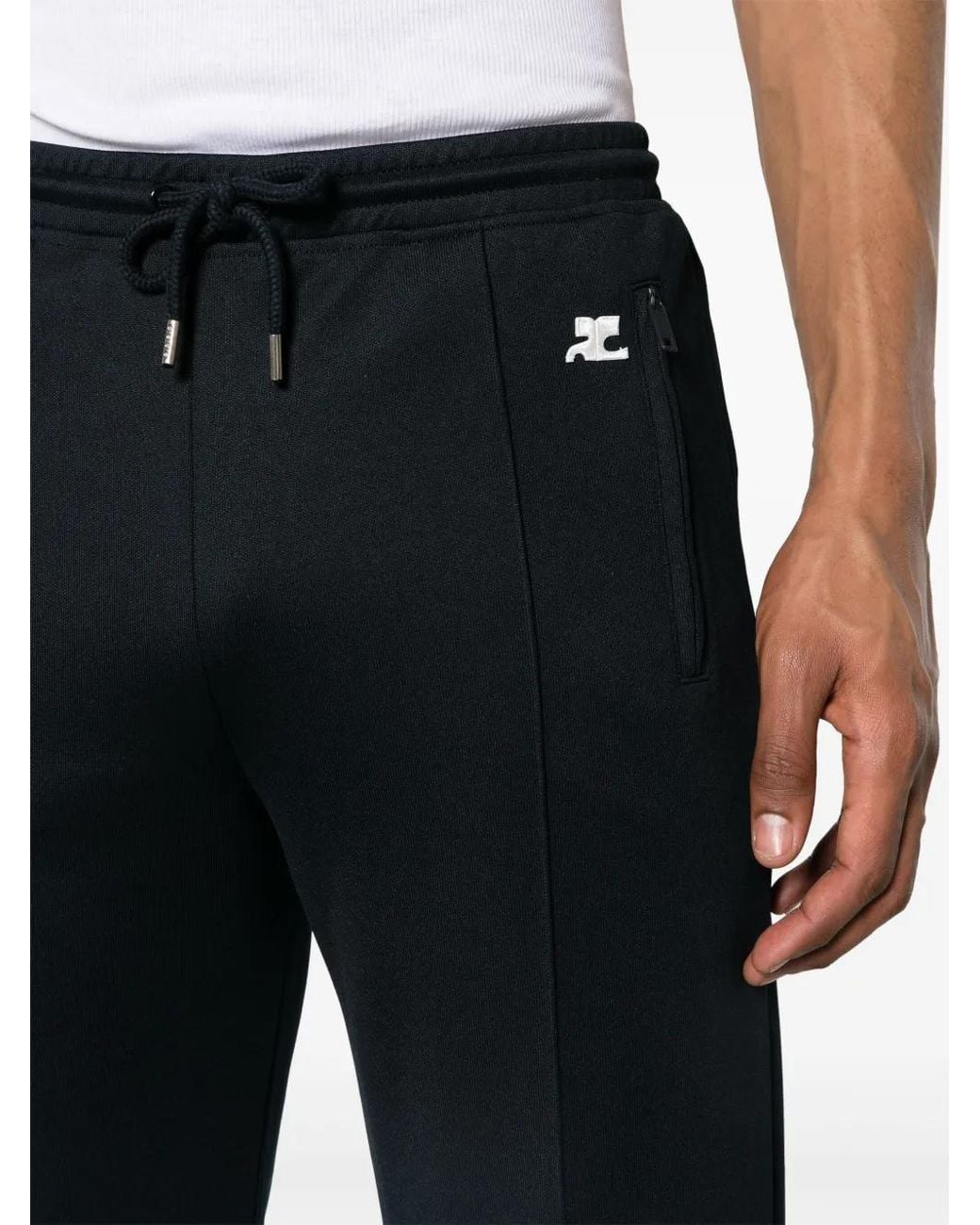 Courreges Black Logo-Patch Interlock Track Pants for men