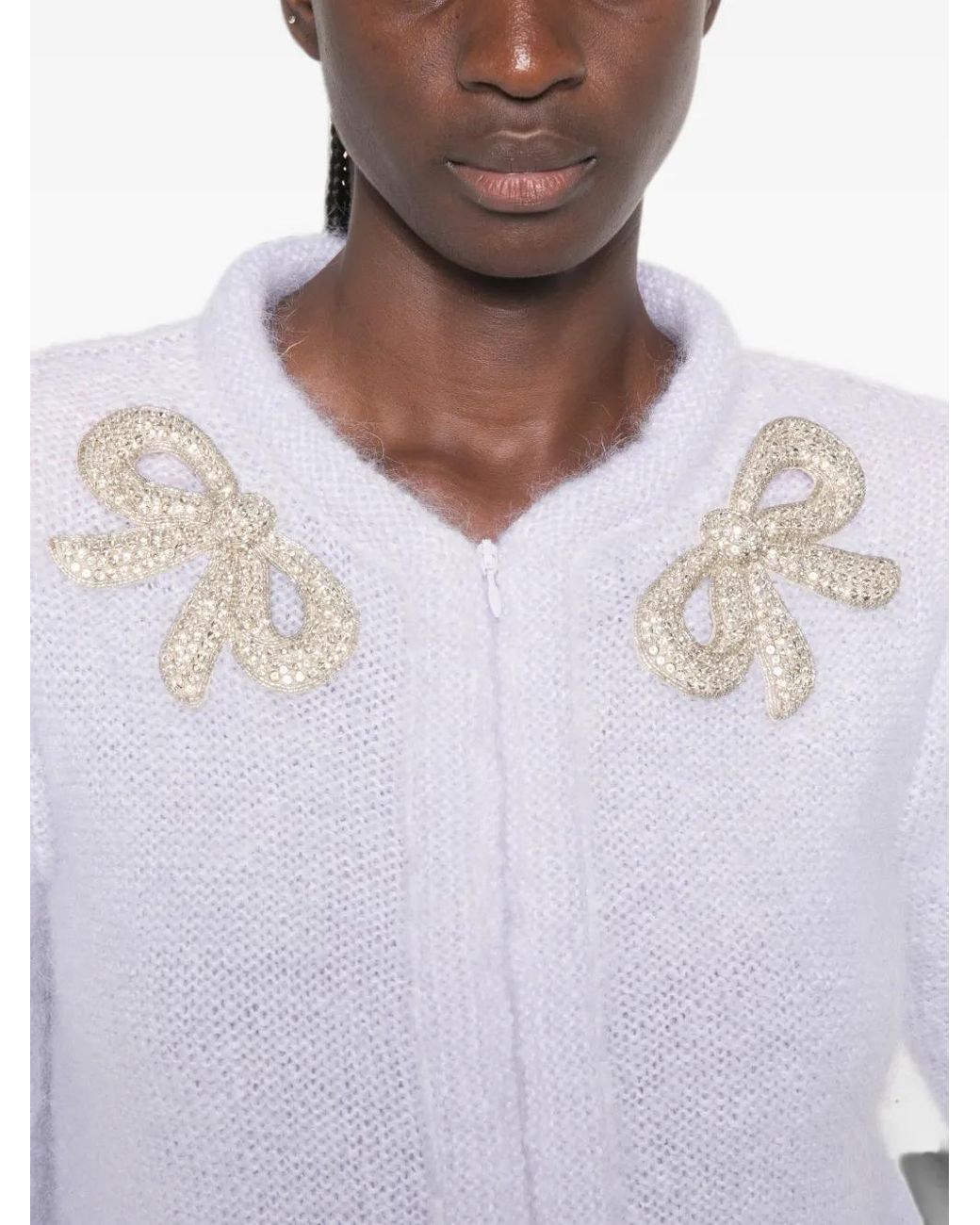 Valentino Garavani White Bow-Embellished Cardigan