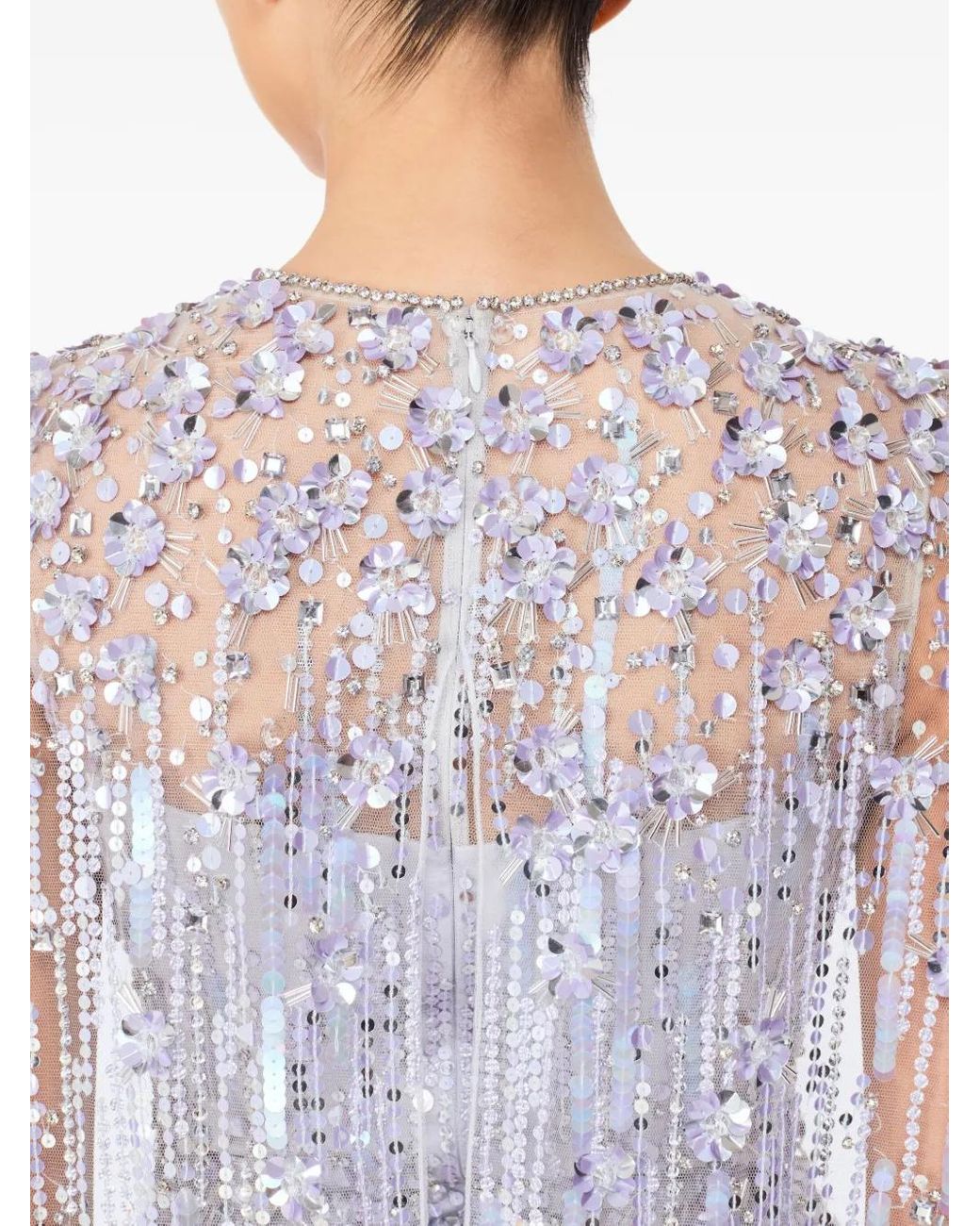 Jenny Packham White Ruby Embellished Cape Maxi Dress