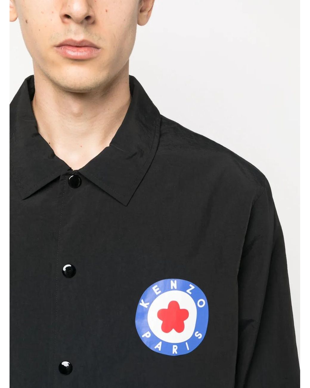 KENZO Black Target Print Shirt Jacket for men