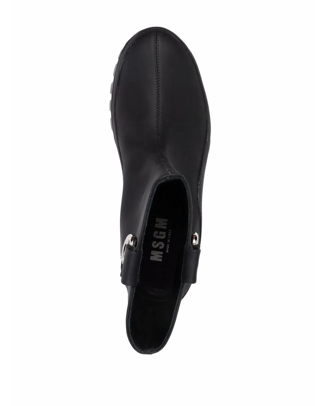 MSGM Black Round-toe Ankle Leather Boot