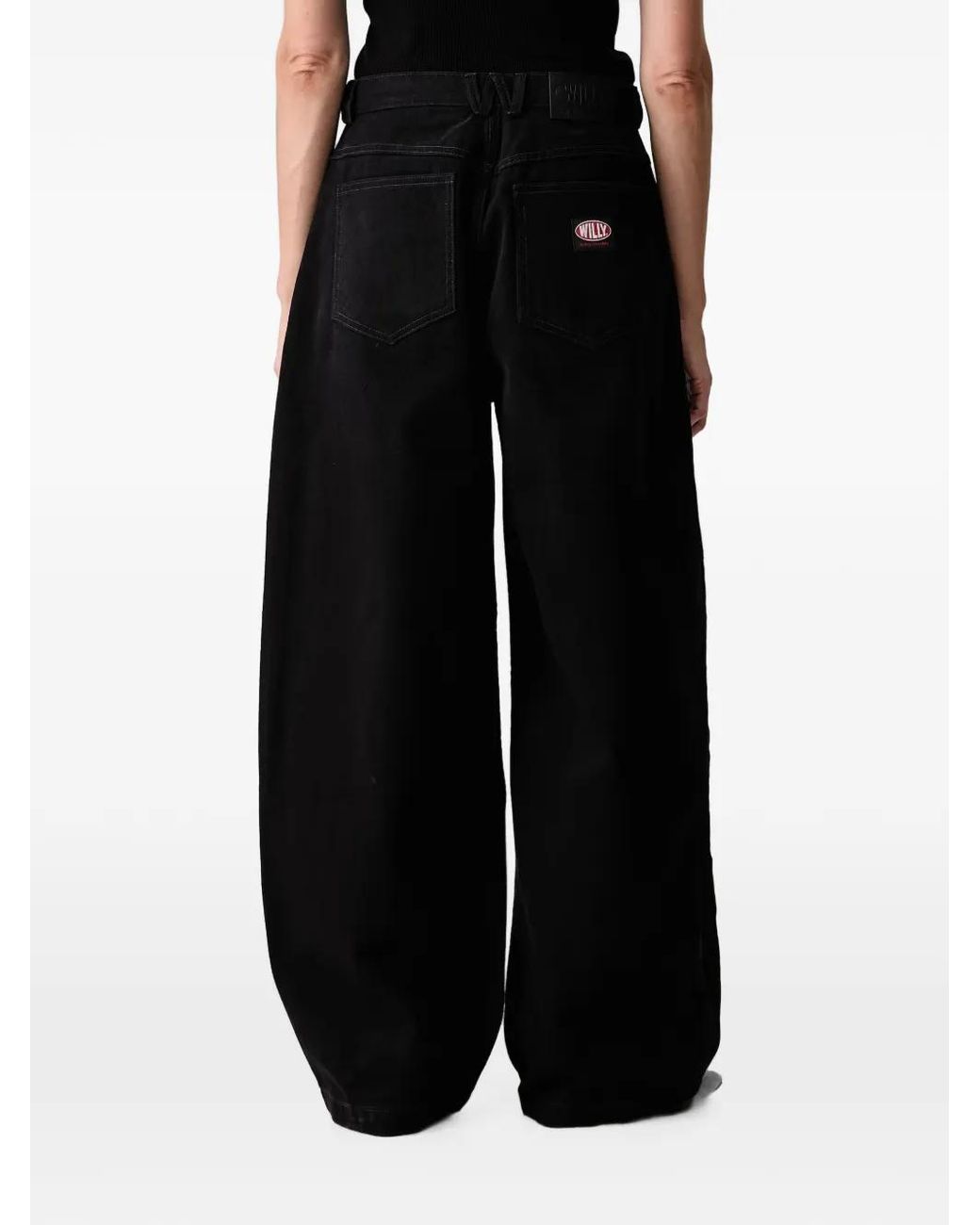 Willy Chavarria Black Wide-Leg Jeans
