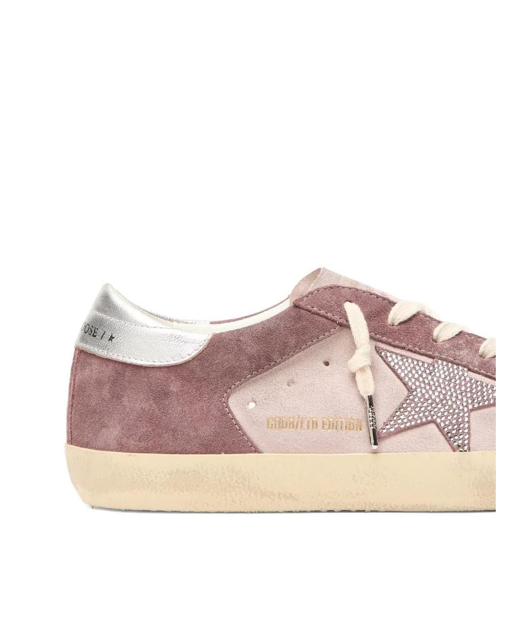 Golden Goose Deluxe Brand Pink Super-Star Suede Crystal Glitter Sneakers
