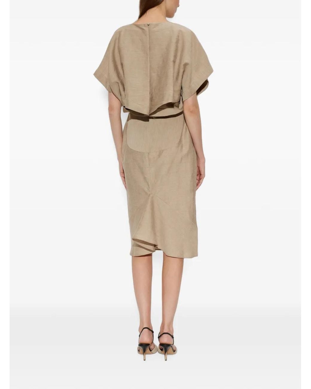 Jacquemus Natural Back-Slit Linen Midi Dress