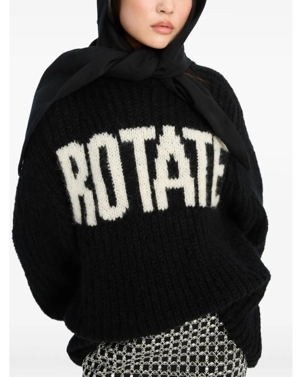 ROTATE BIRGER CHRISTENSEN Black Pullover mit Logo-Detail