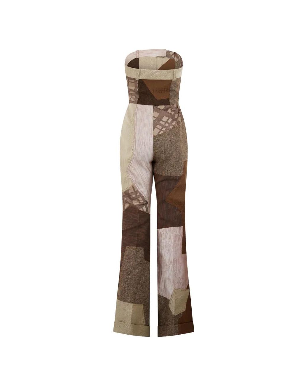 Moschino Natural Patchwork Strapless Jumpsuit