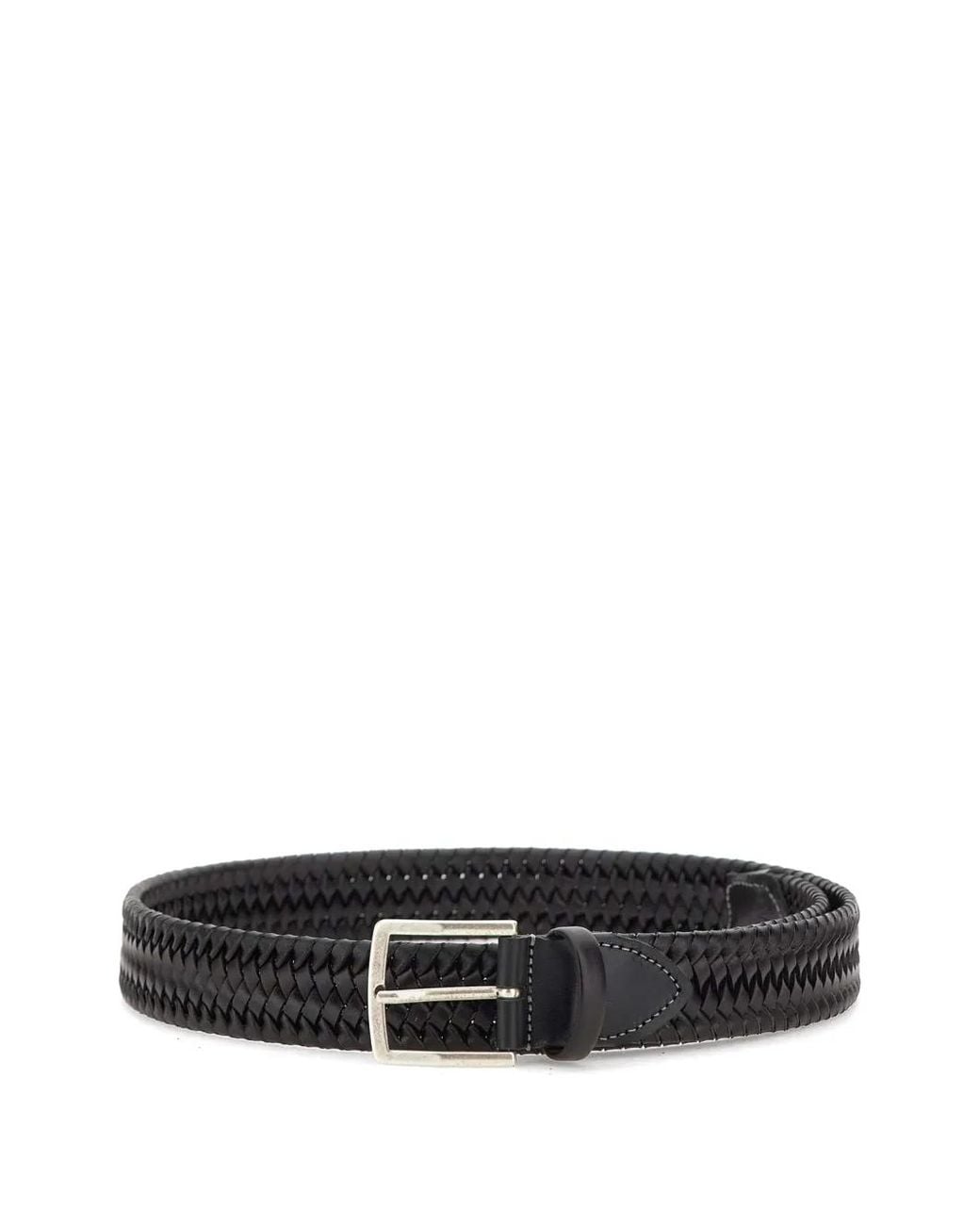 Athison White Woven Pin-Buckle Belt for men