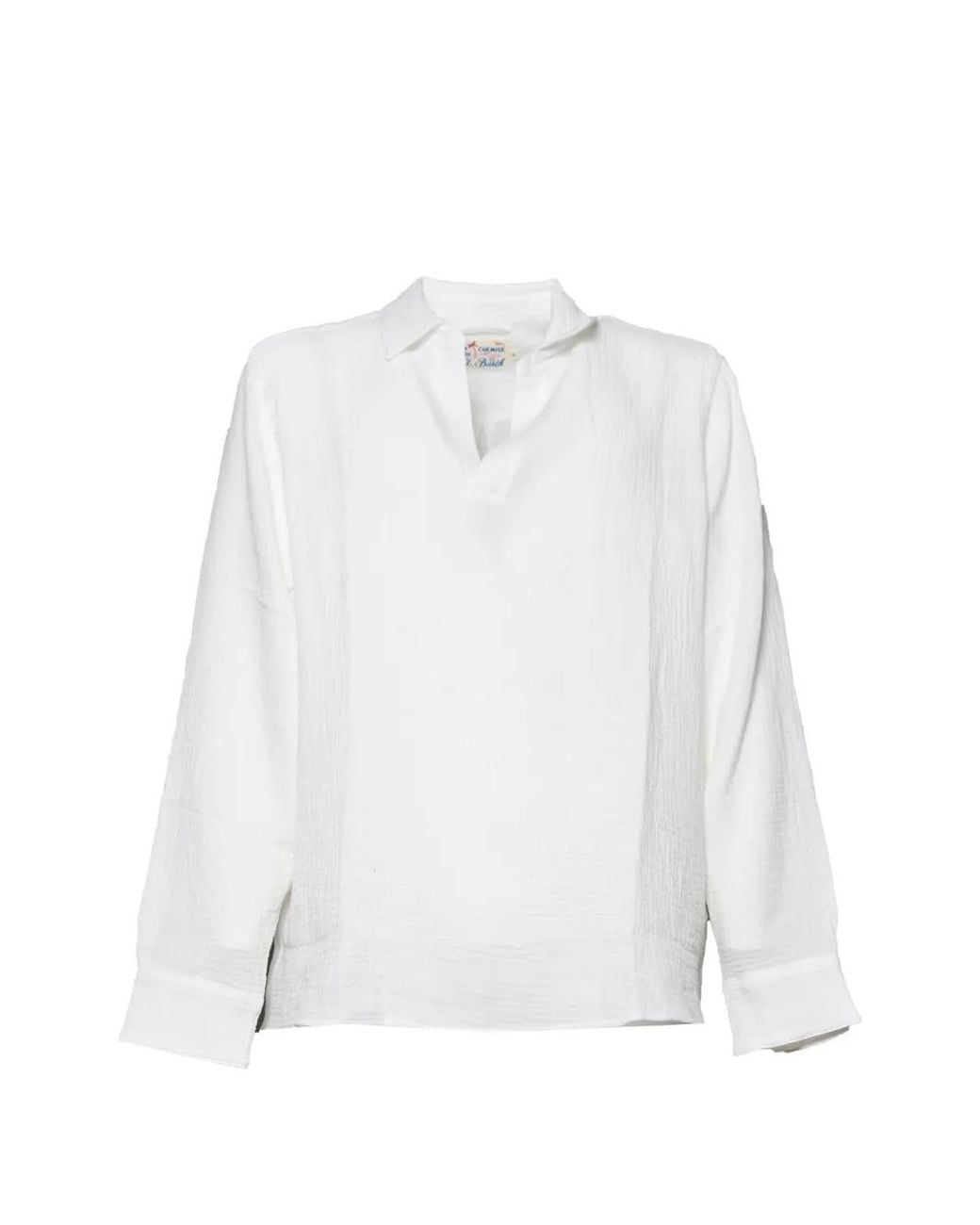 Mc2 Saint Barth White Long-Sleeve Ventotene Waffle Cotton Polo for men
