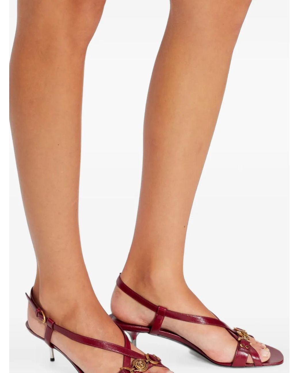 Versace Red Sandales Marisa 50 Mm En Cuir