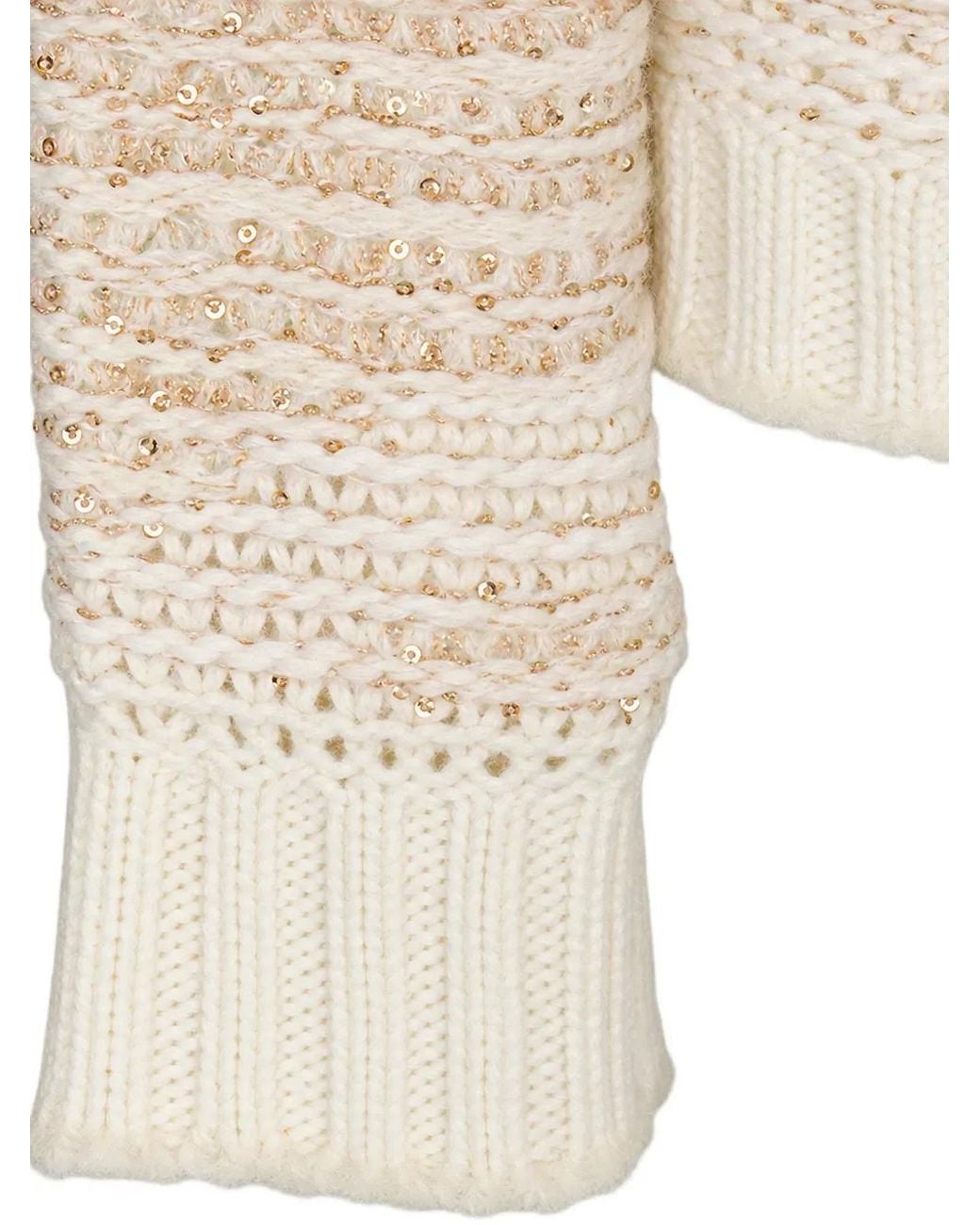 Fabiana Filippi Natural Sequin-Embellished Zip-Up Cardigan
