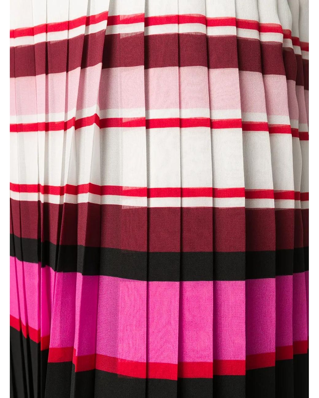 Valentino Garavani Red Striped Pleated Silk Skirt