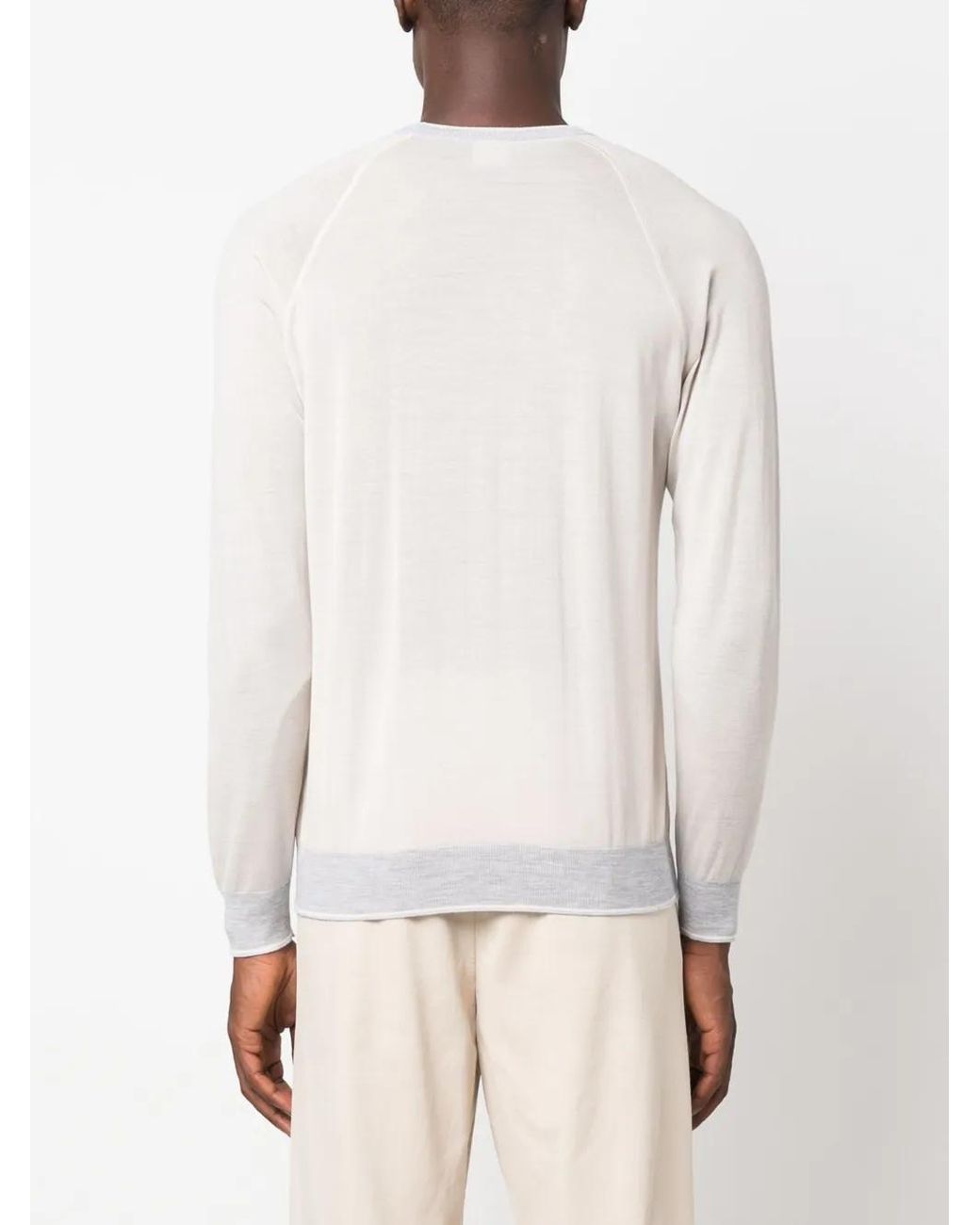 Eleventy White Round-Neck Wool Jumper for men