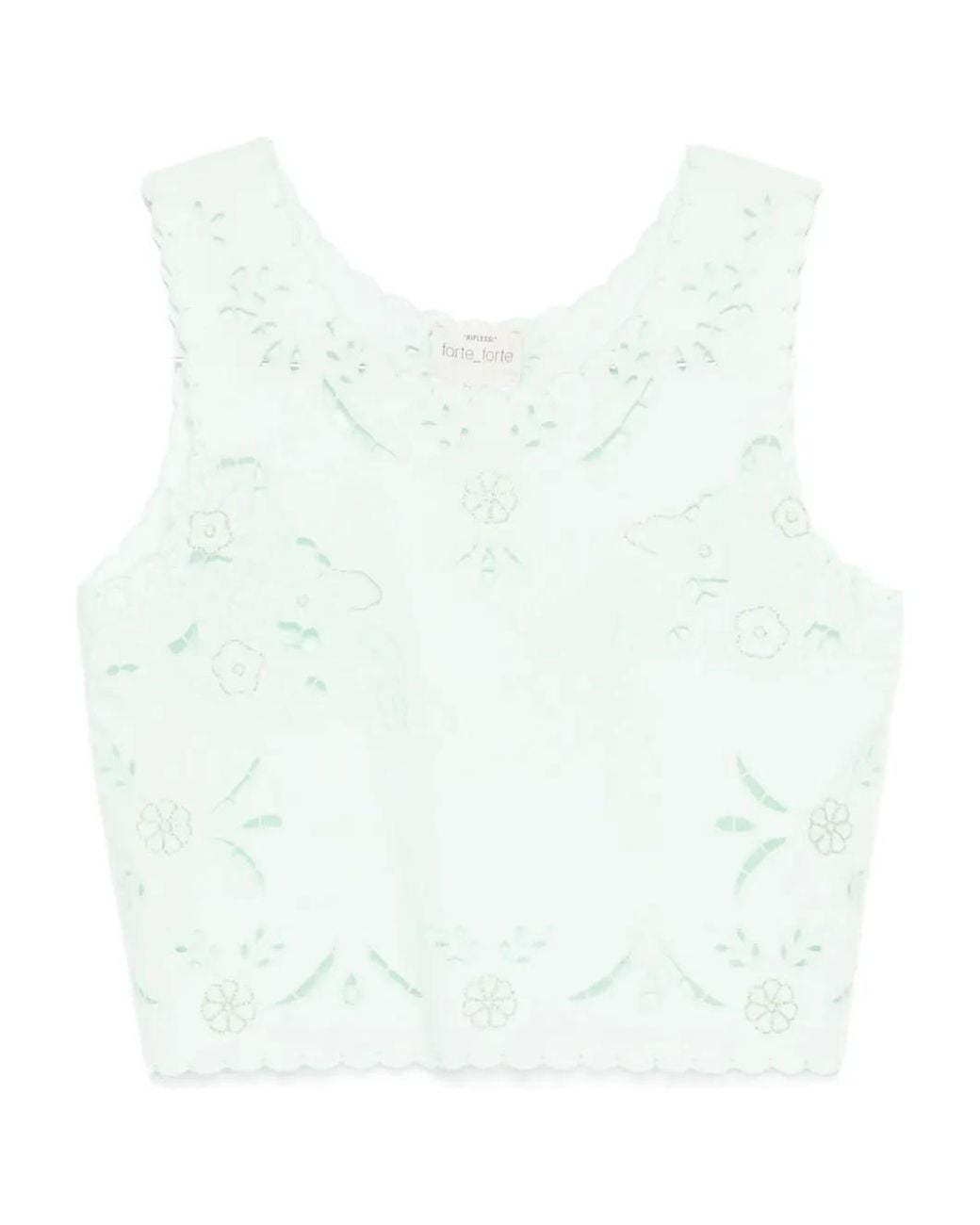 Forte_forte White Floral Scalloped Top