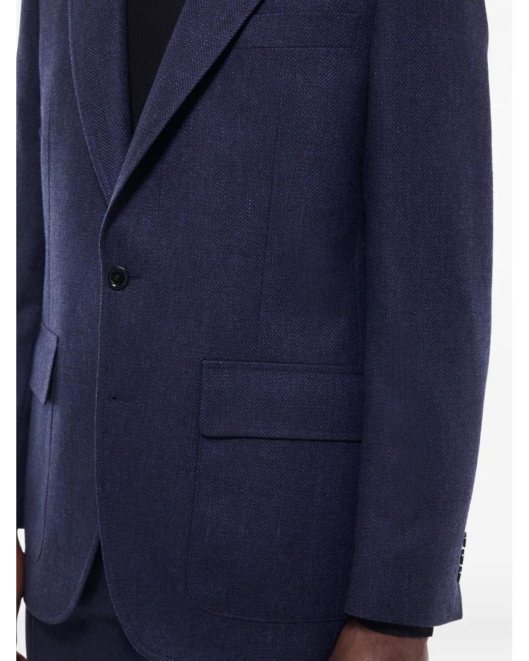 Fursac Blue Patch-Pocketed Wool-Blend Blazer for men