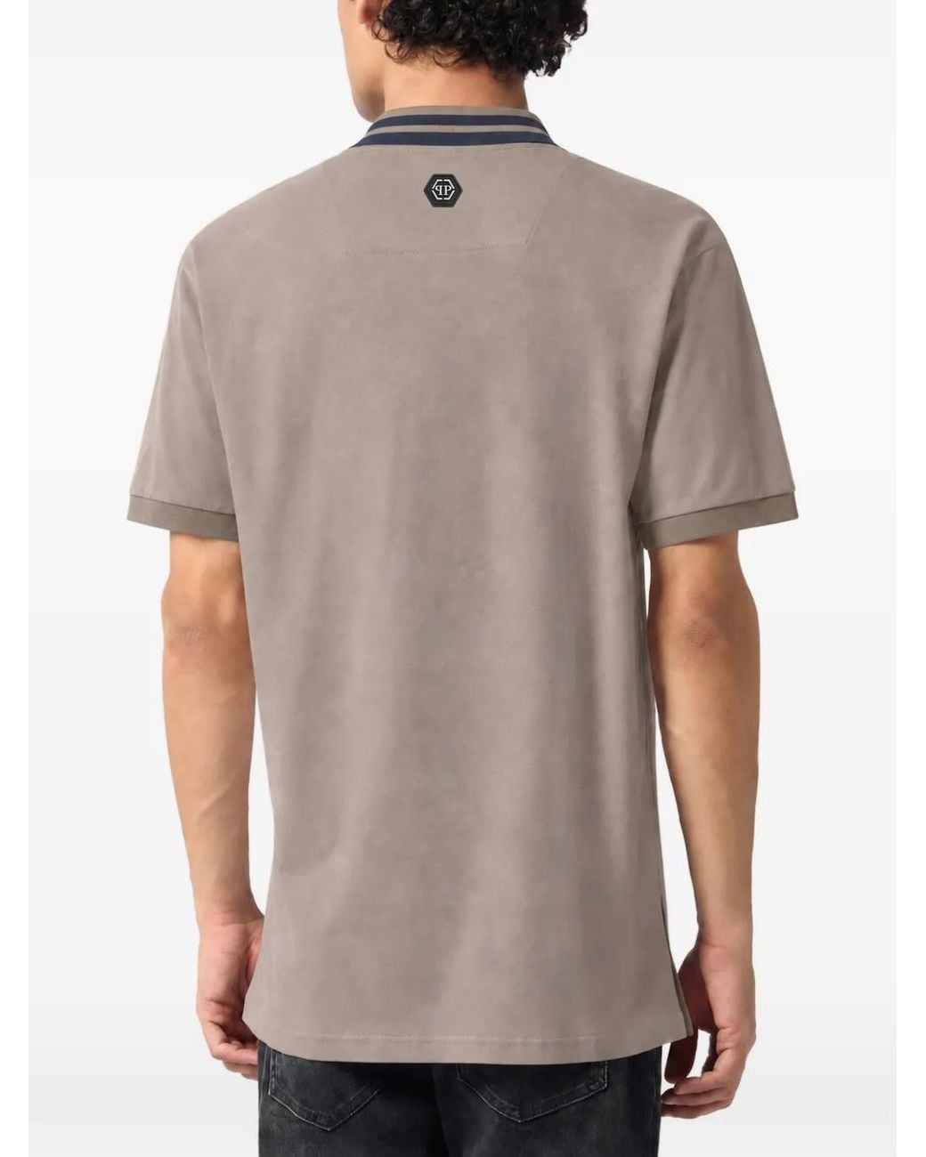 Philipp Plein Gray Polo T-Shirt Stripe Logo for men