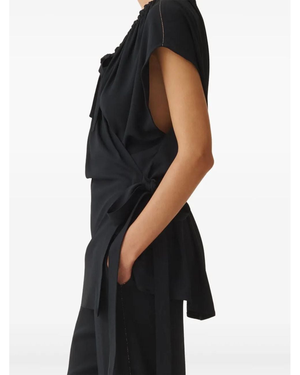 Fabiana Filippi Black Wrap Design Blouse