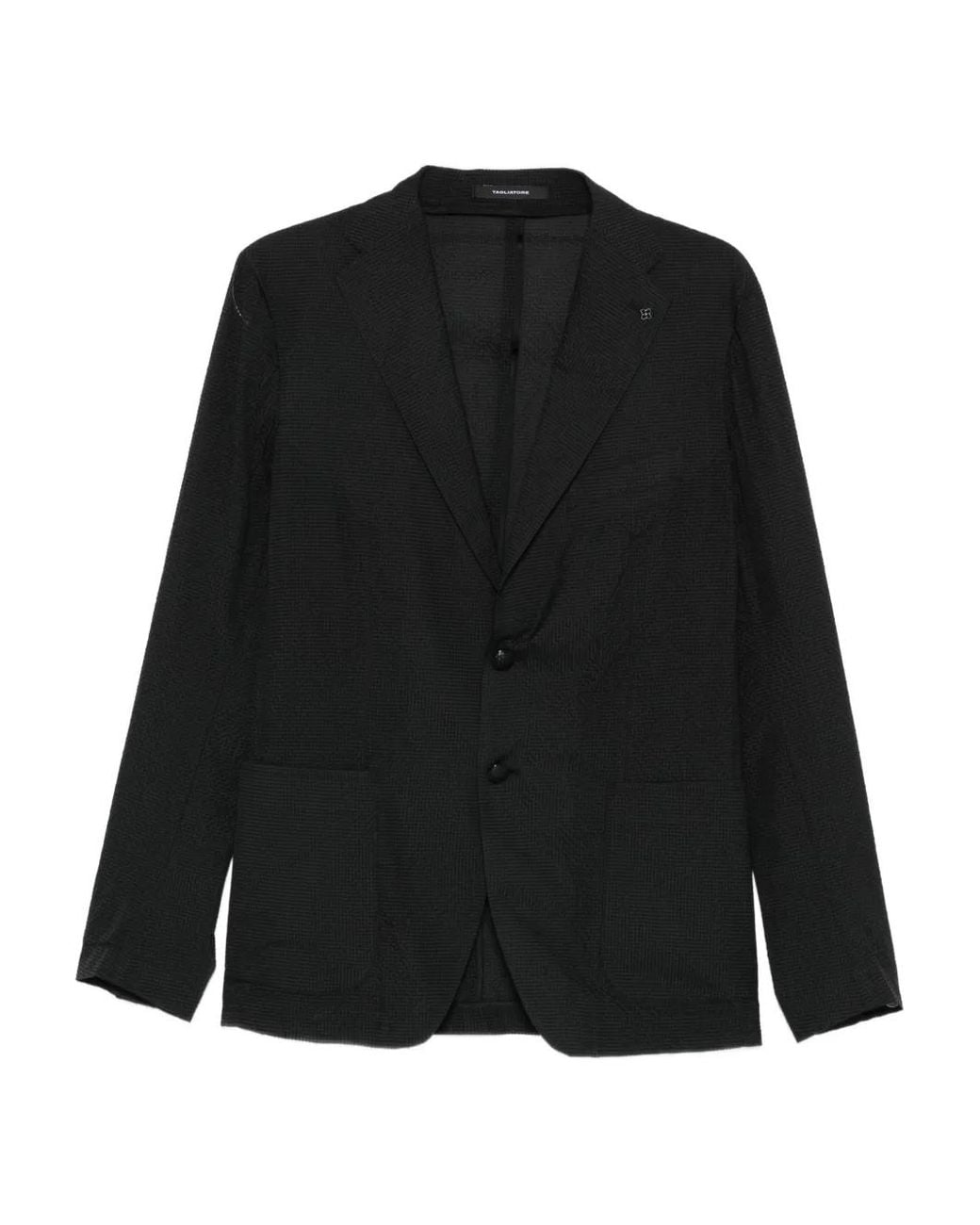 Tagliatore Black Single-Breasted Blazer for men