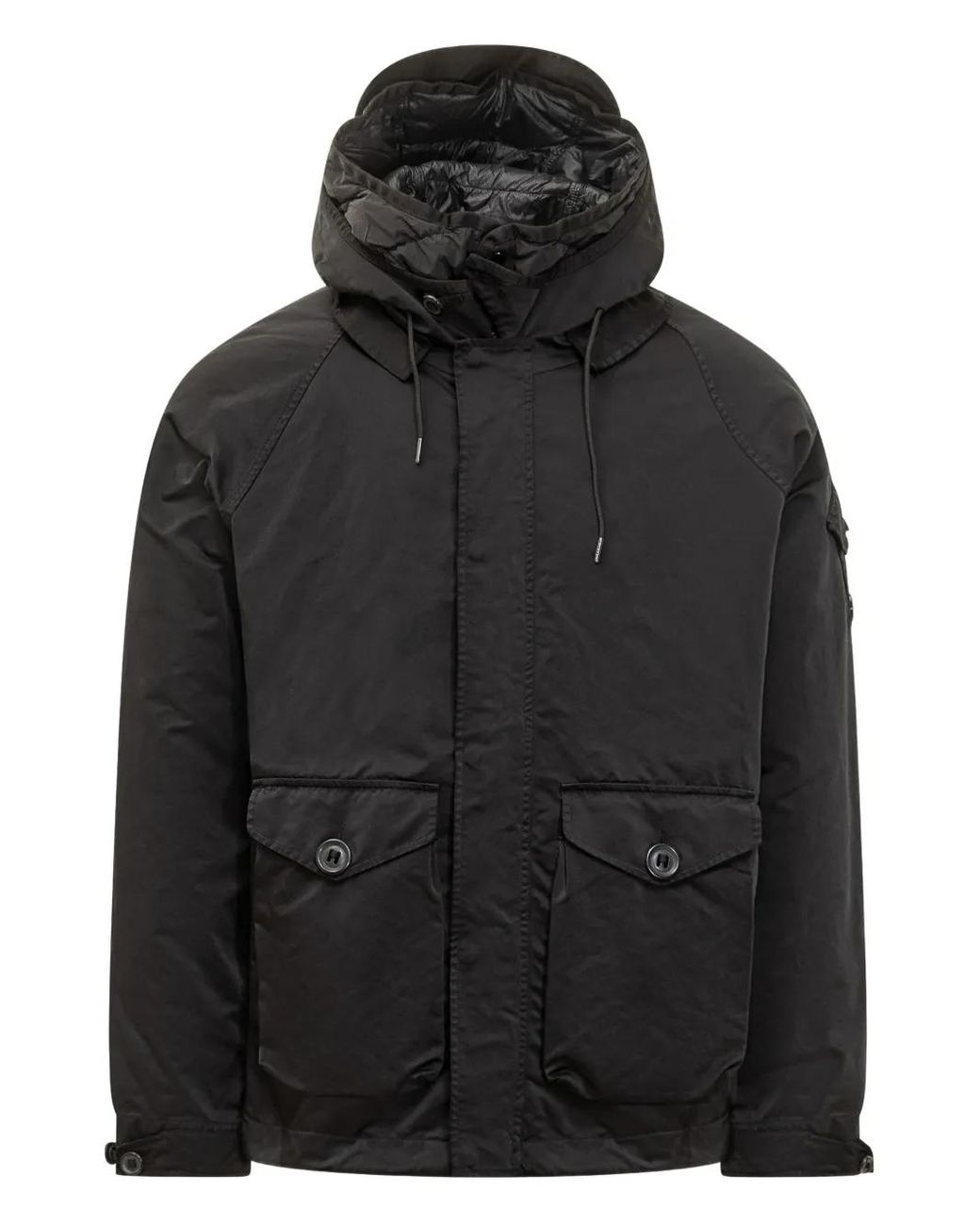 C P Company Black Lightweight Hooded Jacket for men