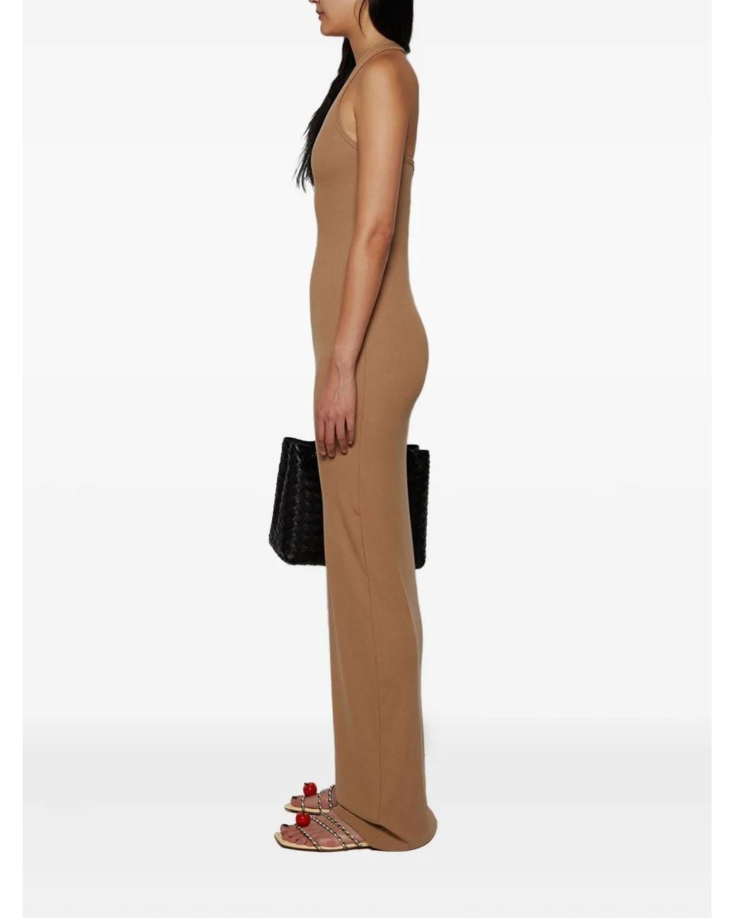 ÉTERNE Natural Halter Maxi Dress