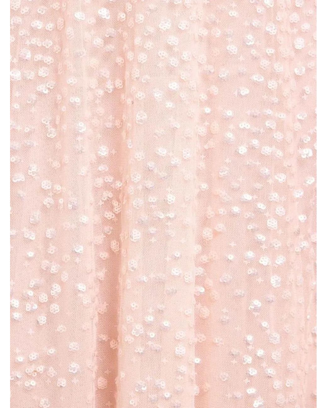 Needle & Thread Pink Sequin-Embellished Long-Sleeve Dress