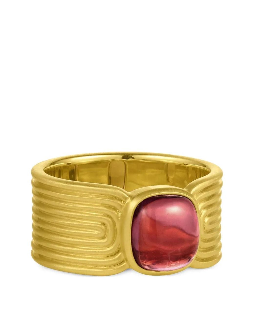 LEIGH MAXWELL Yellow Tourmaline Cabochon Ridge Ring