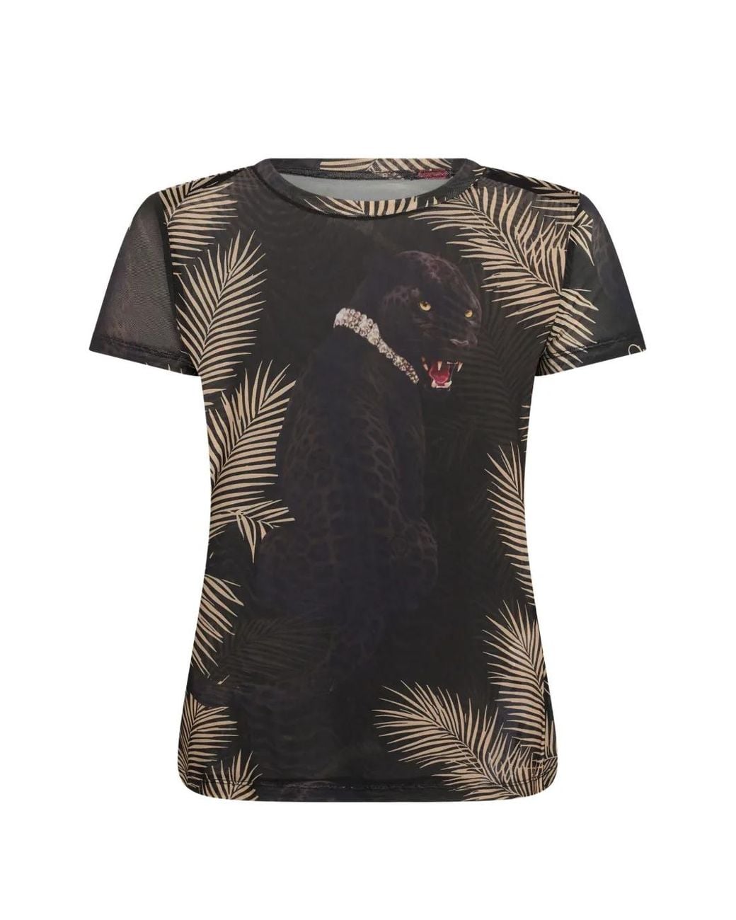 Philipp Plein Black T-Shirt Panthere Prive En Tulle