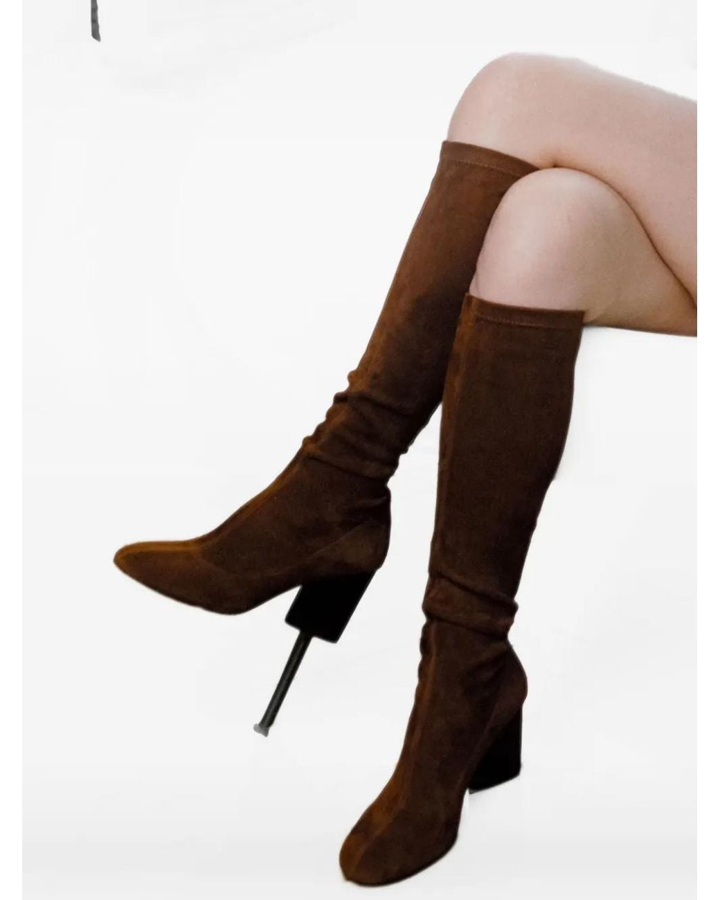 CAREL PARIS Brown Bottes Lucca Hauteur Genou En Daim Stretch