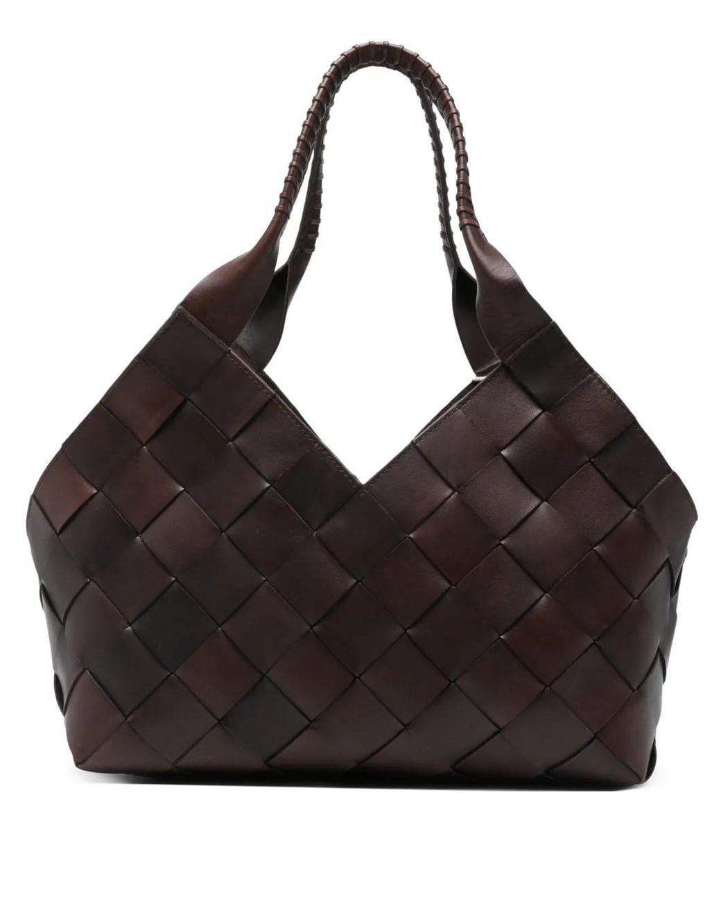 Dragon Diffusion Black Castello Woven Leather Shoulder Bag