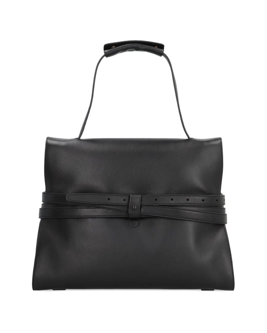 Moschino Black Tie Me Belted Leather Tote Bag