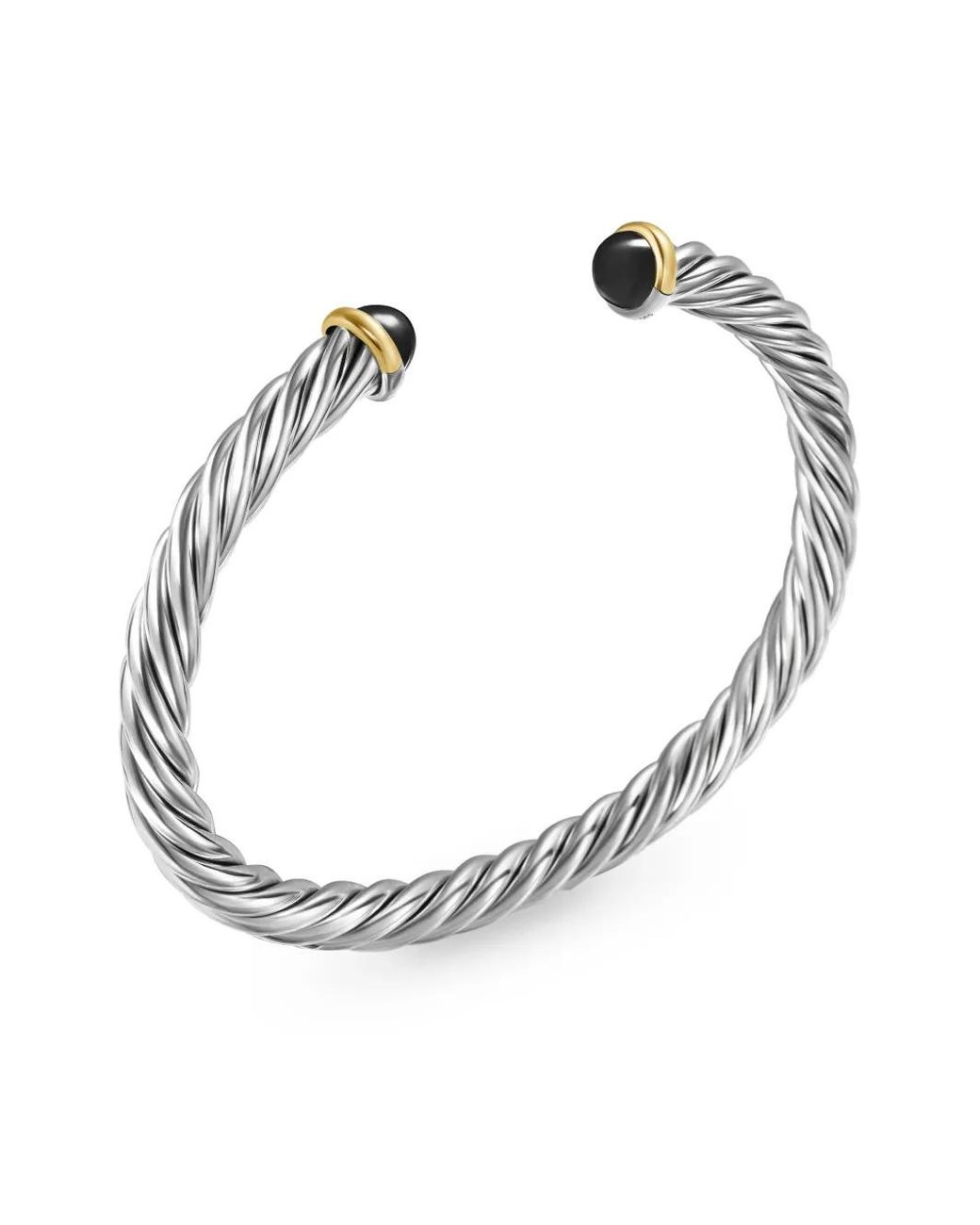 David Yurman White 14Kt And Sterling Cable Cuff Bracelet (6Mm) for men