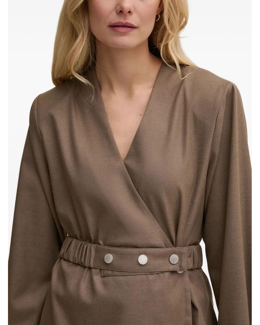 Gestuz Natural Wrap-Effect Belted Top