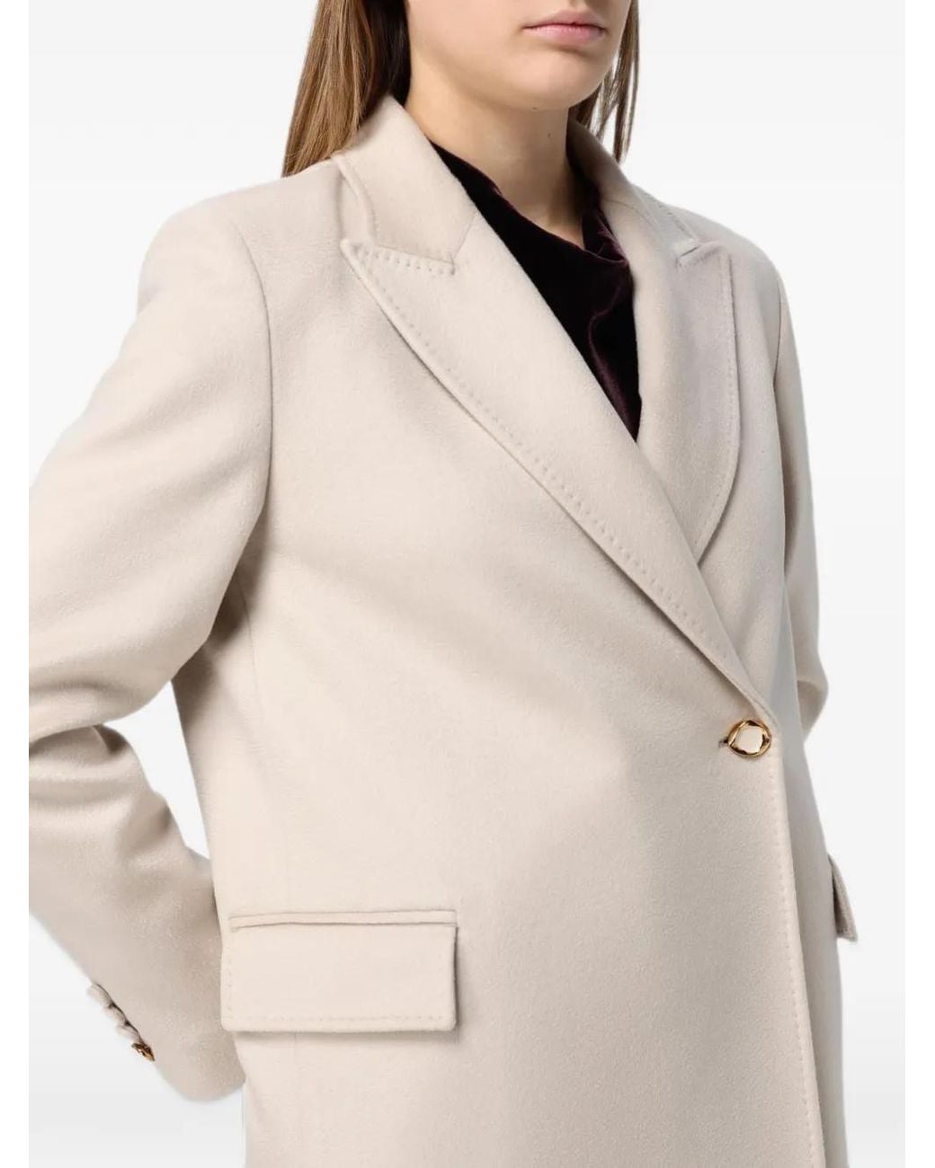 Agnona Natural Peak-Lapels Double-Breasted Cashmere Coat