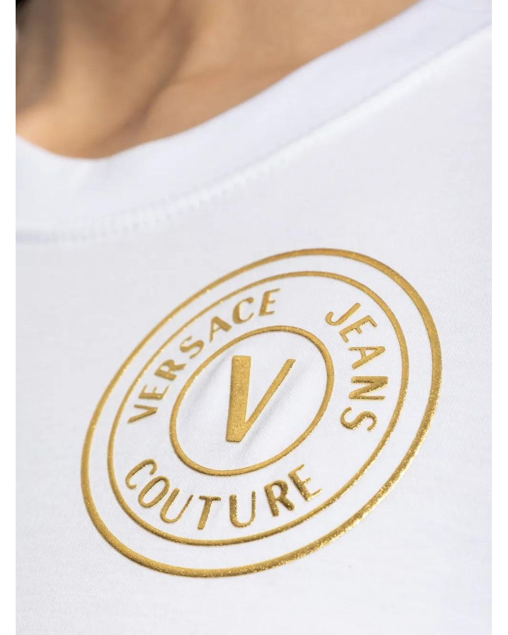 Versace Jeans Couture White Dress With Printed Logo