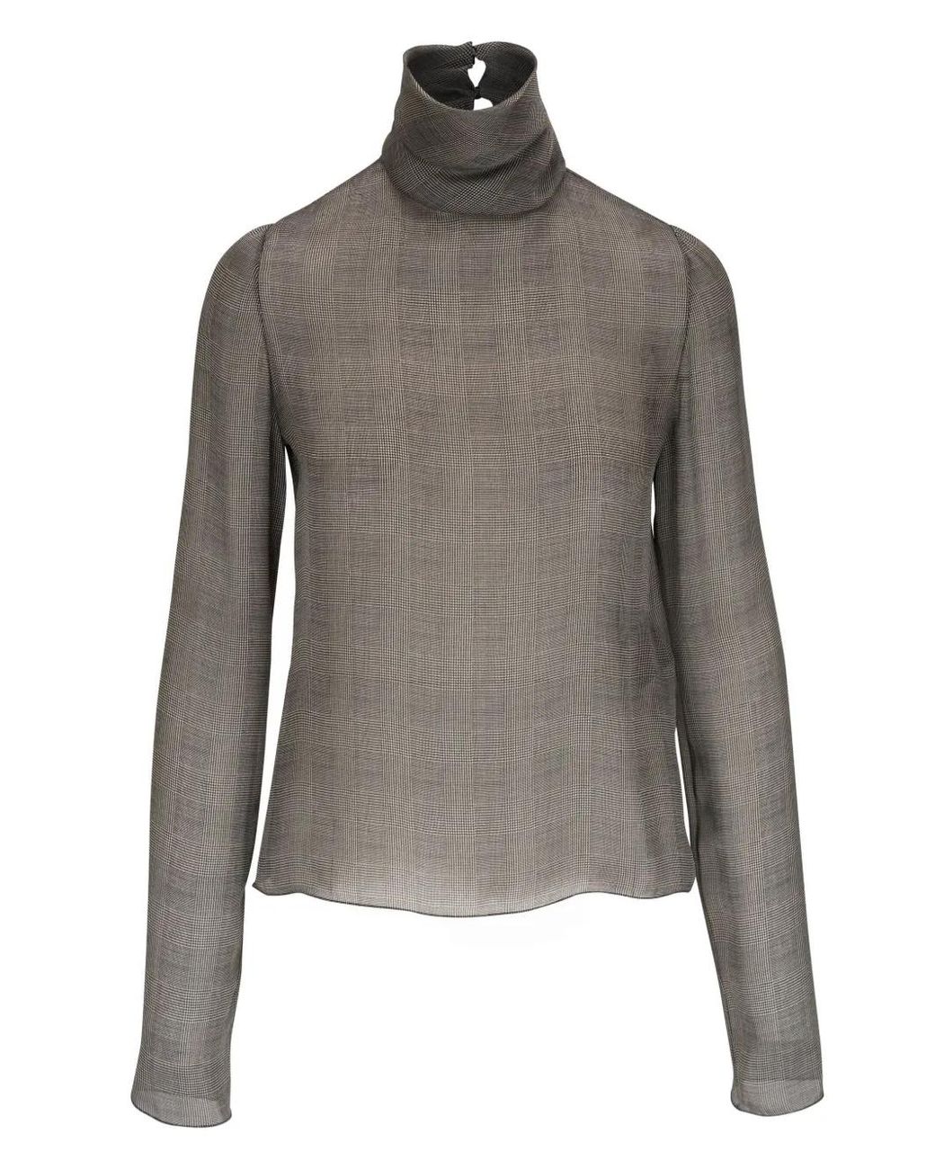 Saint Laurent Gray Checked Blouse