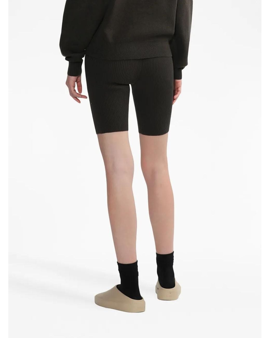 Fear Of God Black Ribbed Stretch Cotton-Blend Shorts