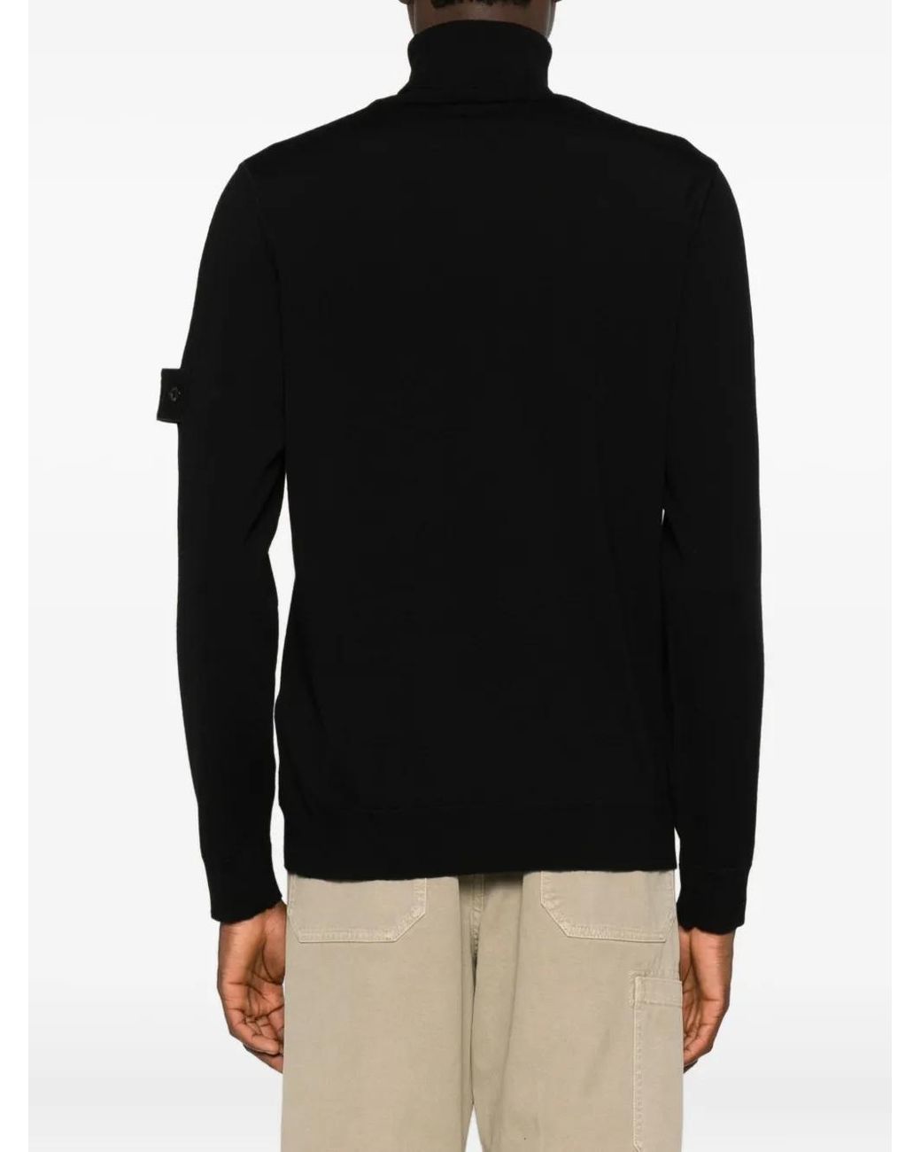 Stone Island Black Roll-Neck Logo-Patch Sweater for men