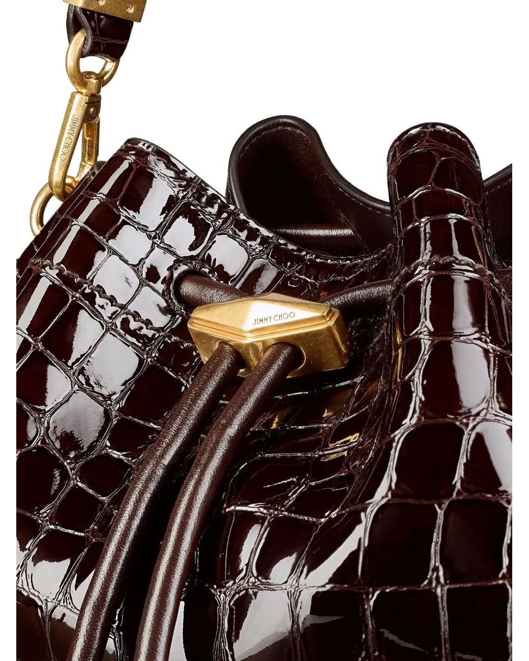 Jimmy Choo Brown Sac Porté Épaule Médium À Effet Peau De Crocodile Cinch