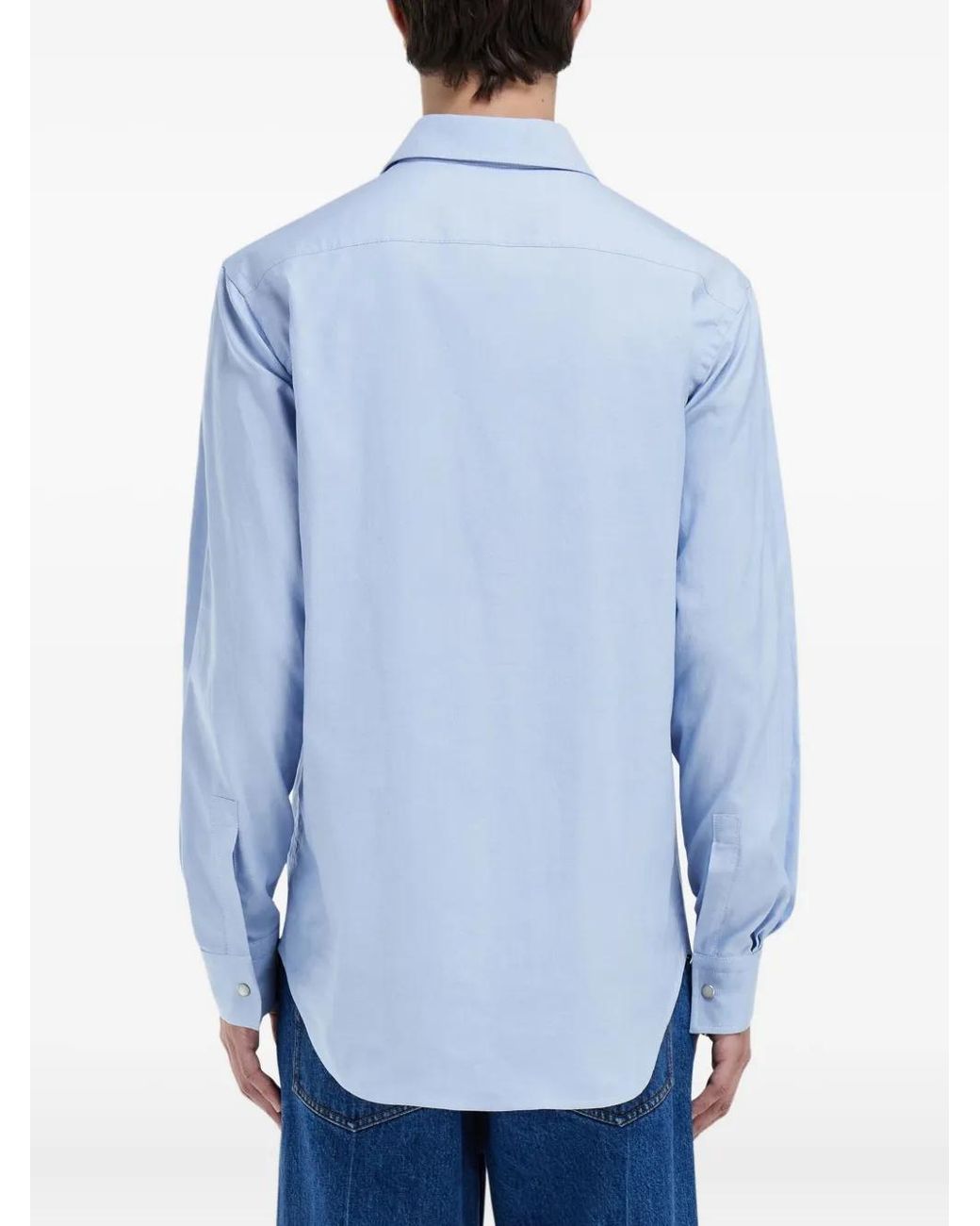 Ferragamo Blue Snap-Button Shirt for men