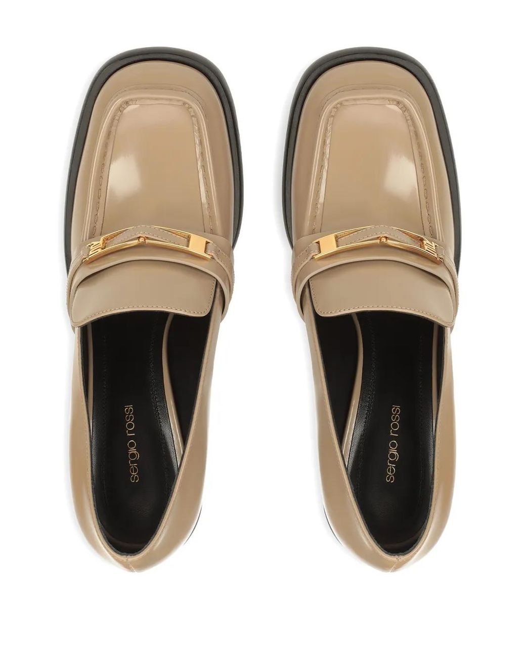 Sergio Rossi Natural Bitt Leather Loafers