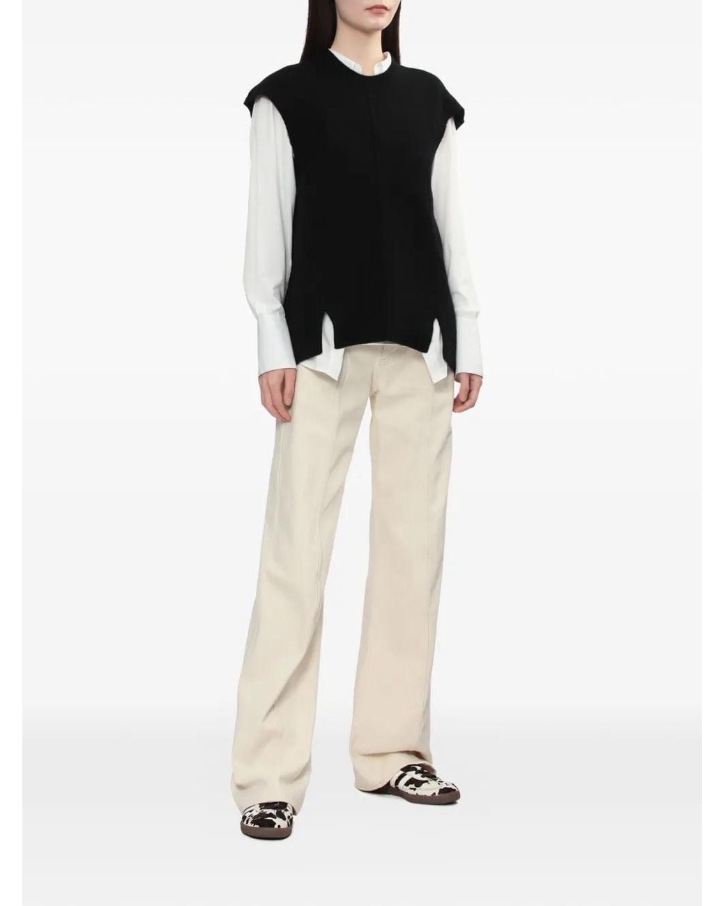 Helmut Lang Black Split Wool Vest