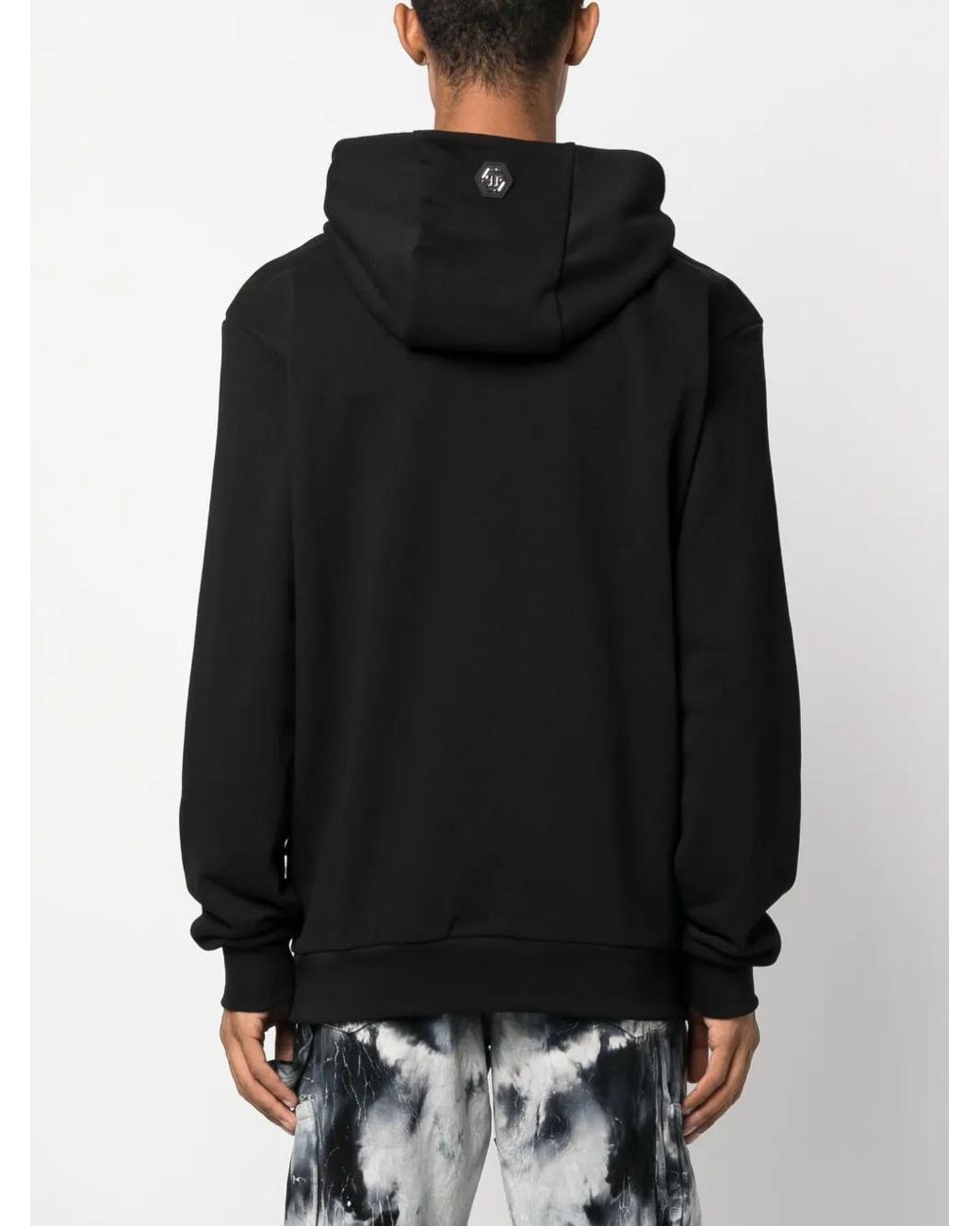 Philipp Plein Black Gothic Plein Logo-Embroidered Hoodie for men