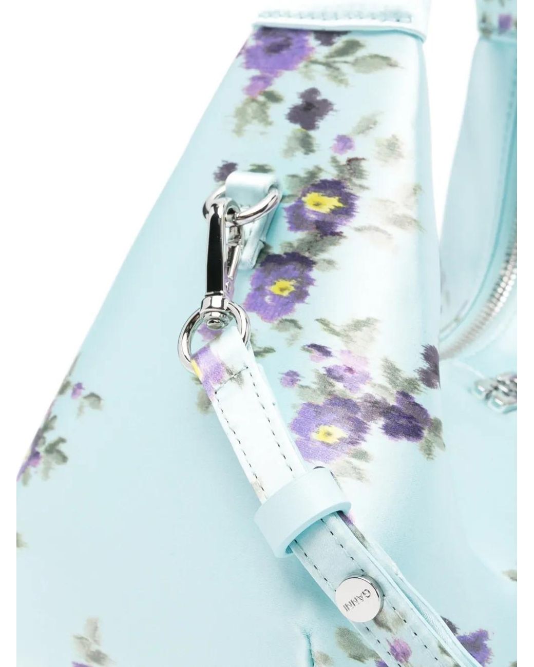 Ganni Blue Floral-Print Tote Bag