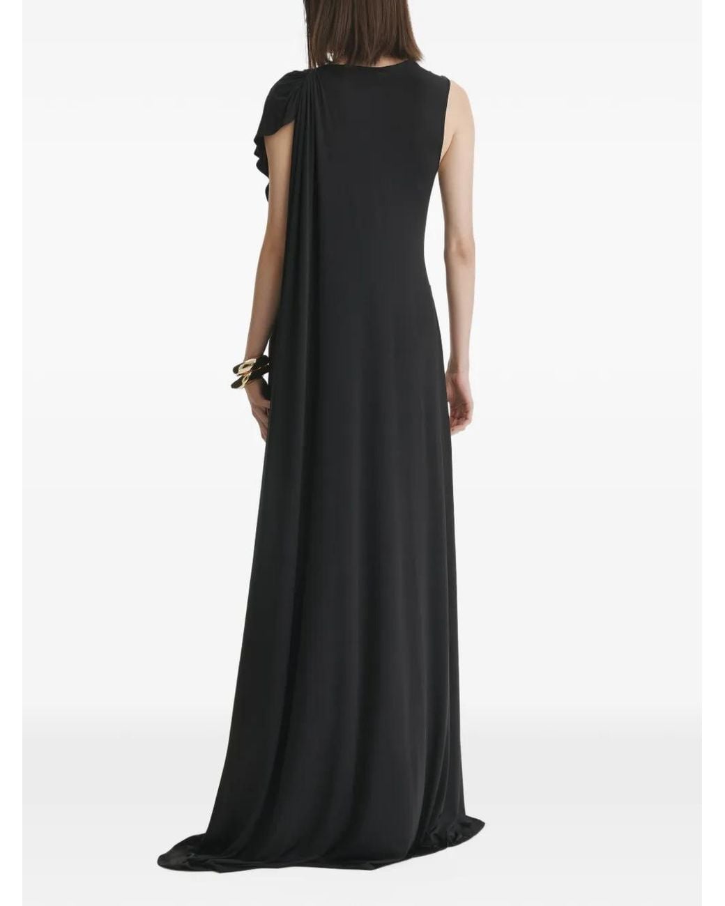 2310 STUDIO Black Ruched Slit-Detail Maxi Dress