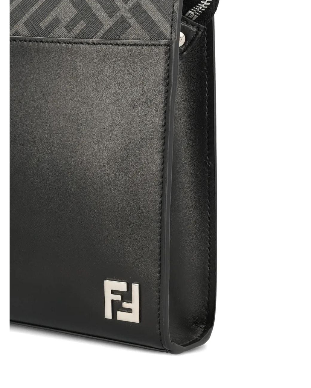 Fendi Gray Ff Squared Clutch for men