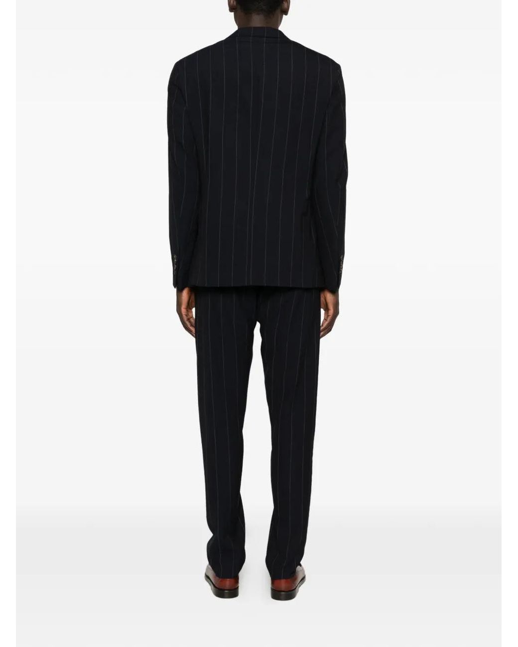 Eleventy Black Pinstripe-Pattern Single-Breasted Suit for men