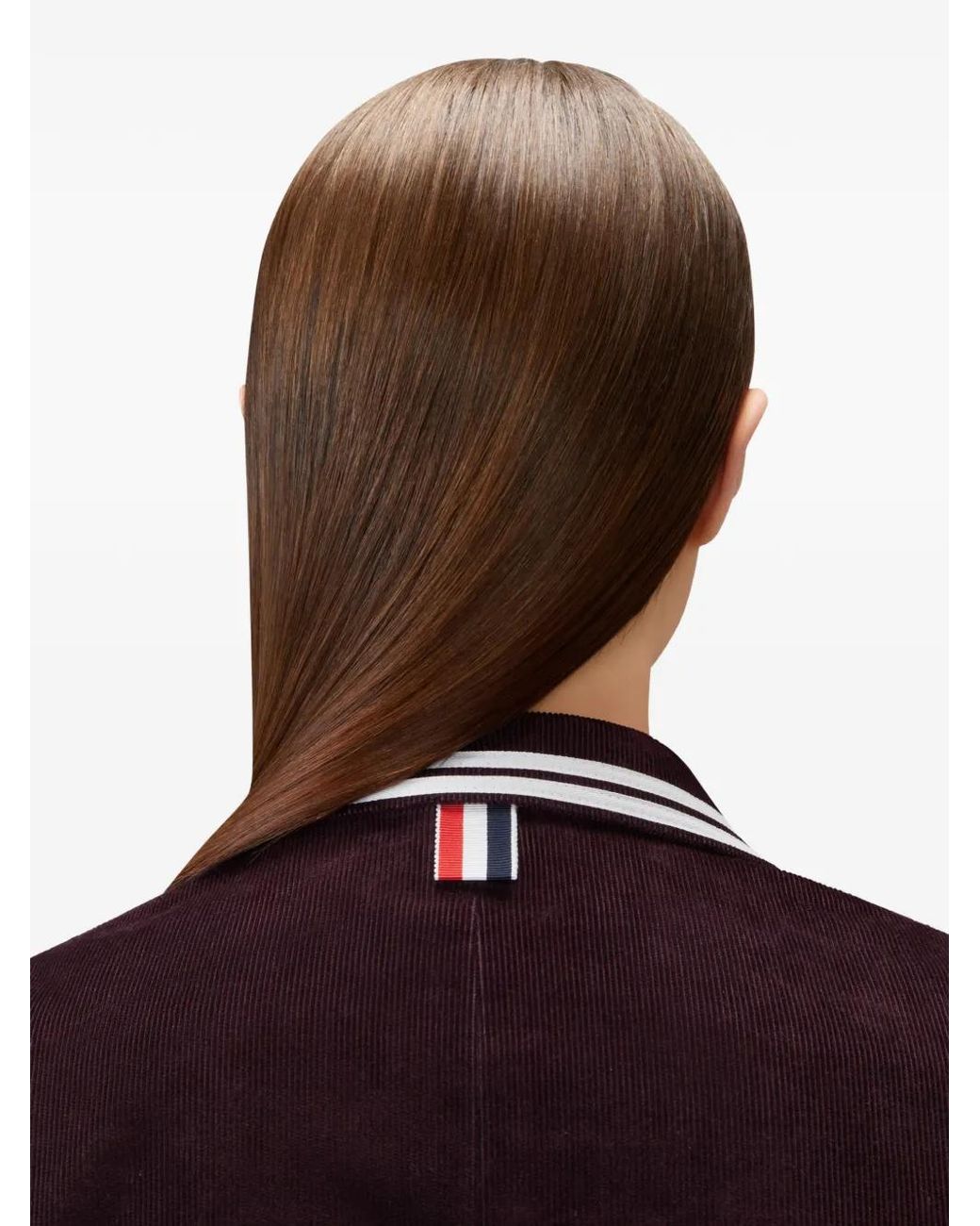 Thom Browne Blue Corduroy Stripe-Trim Coat