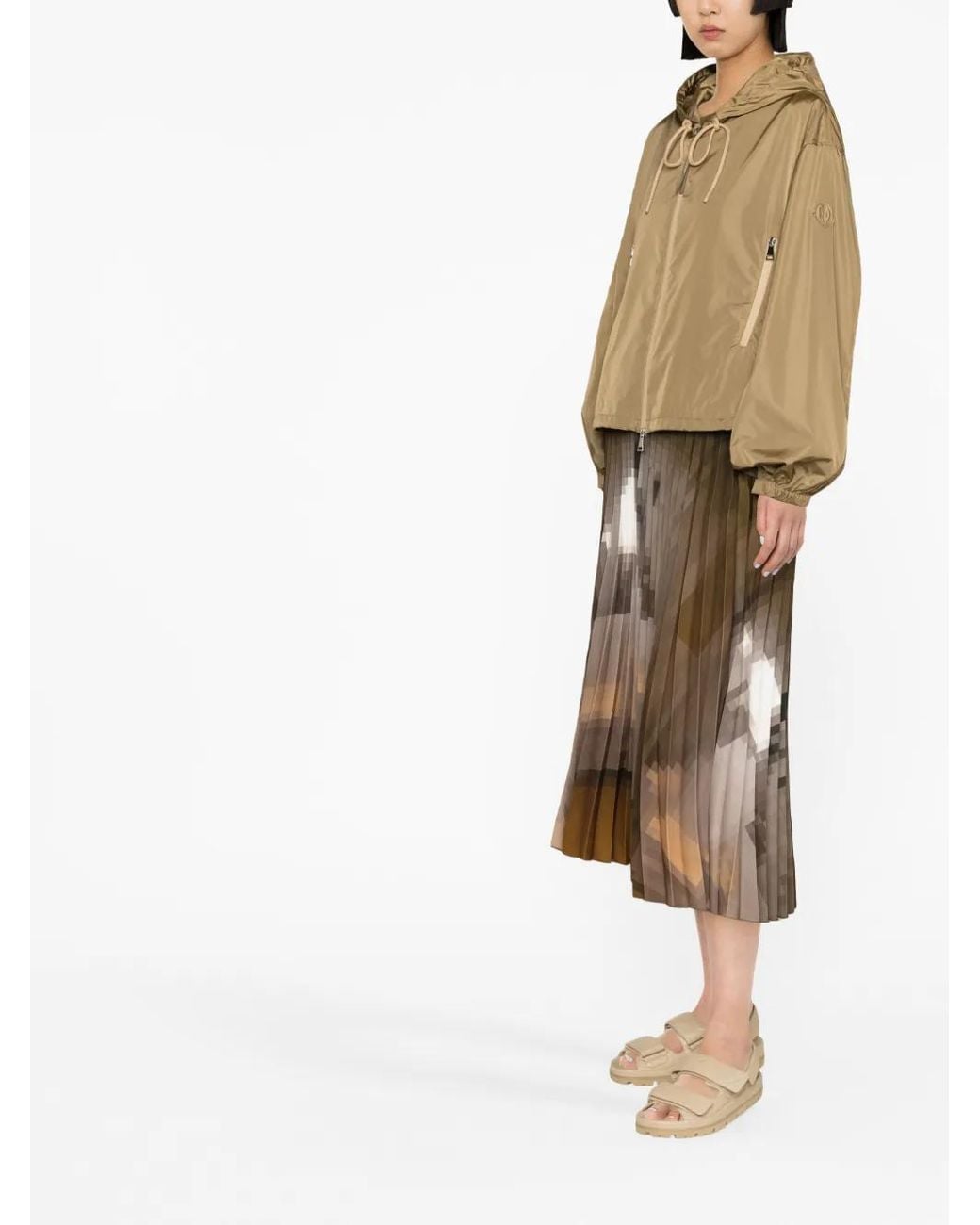Moncler Natural Vernois Logo-Print Hooded Jacket
